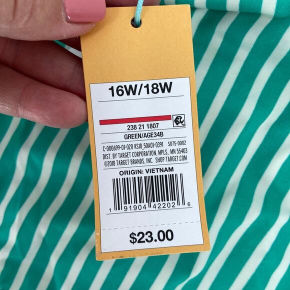 Kona Sol Hipster Bikini Bottom High Coverage Green Stripe Women's 16W-18W - Picture 4 of 9